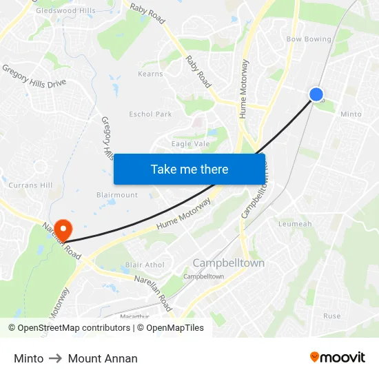 Minto to Mount Annan map