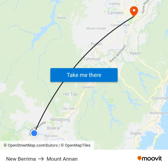 New Berrima to Mount Annan map