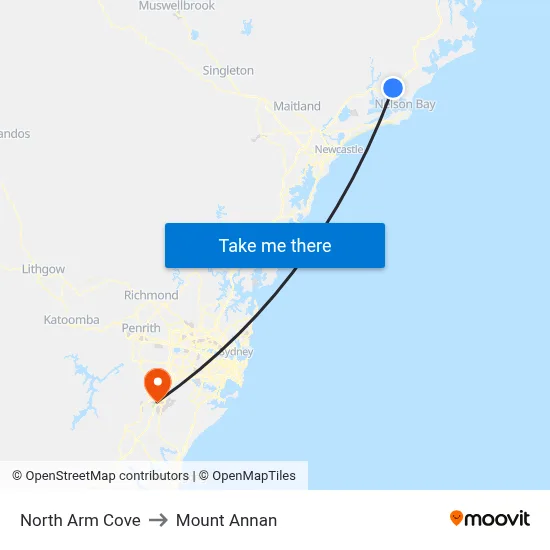 North Arm Cove to Mount Annan map