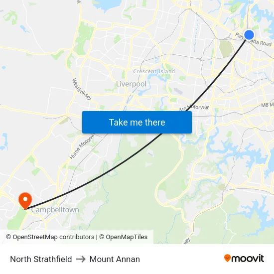 North Strathfield to Mount Annan map