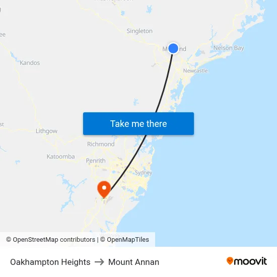 Oakhampton Heights to Mount Annan map