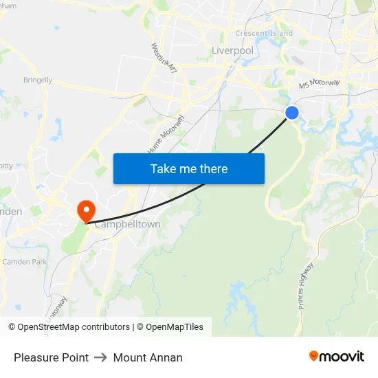 Pleasure Point to Mount Annan map