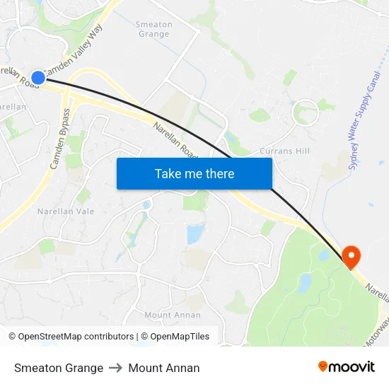 Smeaton Grange to Mount Annan map
