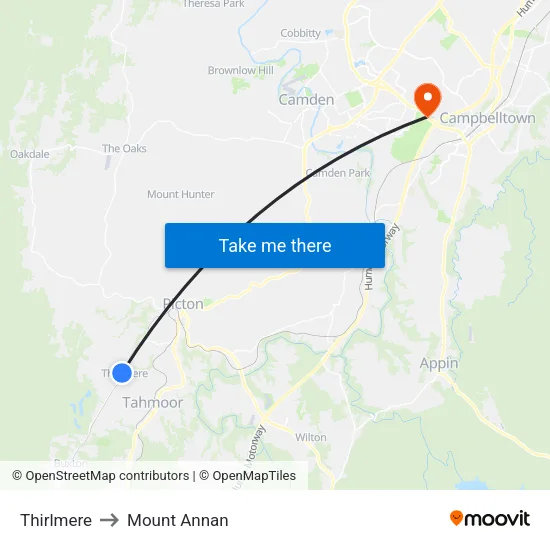 Thirlmere to Mount Annan map