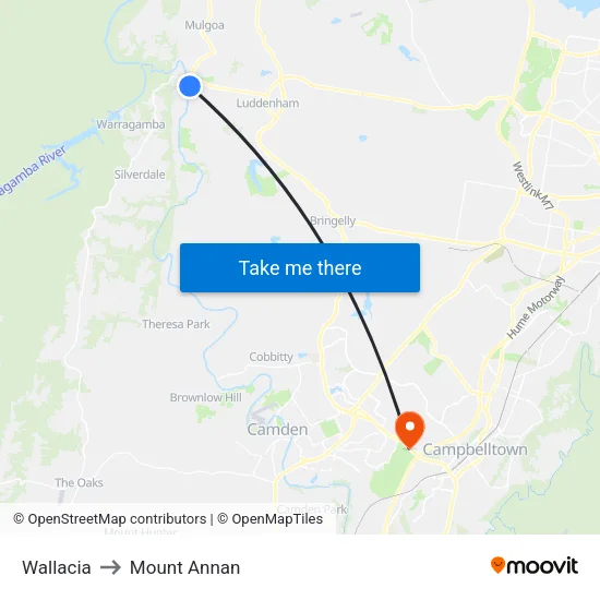Wallacia to Mount Annan map