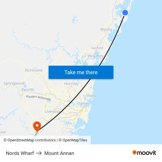 Nords Wharf to Mount Annan map