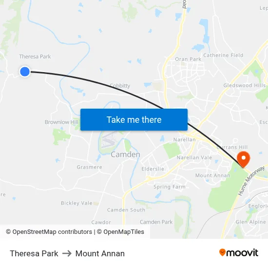 Theresa Park to Mount Annan map