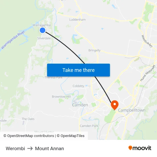 Werombi to Mount Annan map