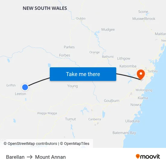 Barellan to Mount Annan map
