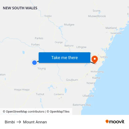 Bimbi to Mount Annan map