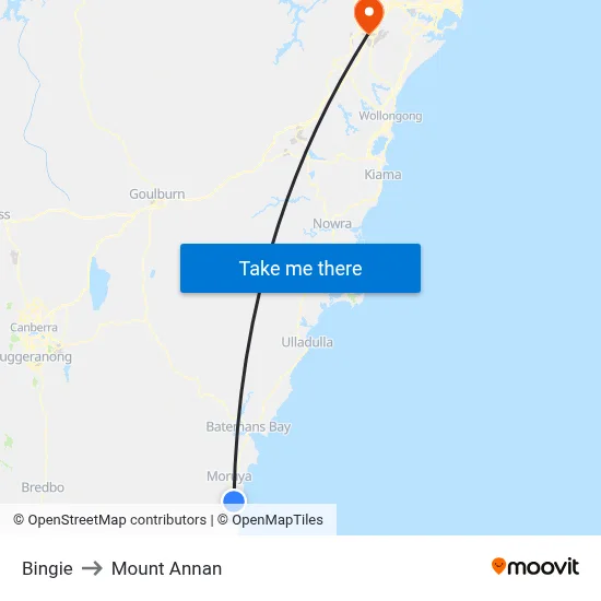Bingie to Mount Annan map