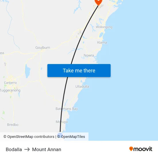 Bodalla to Mount Annan map