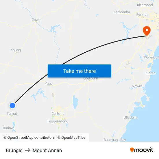 Brungle to Mount Annan map