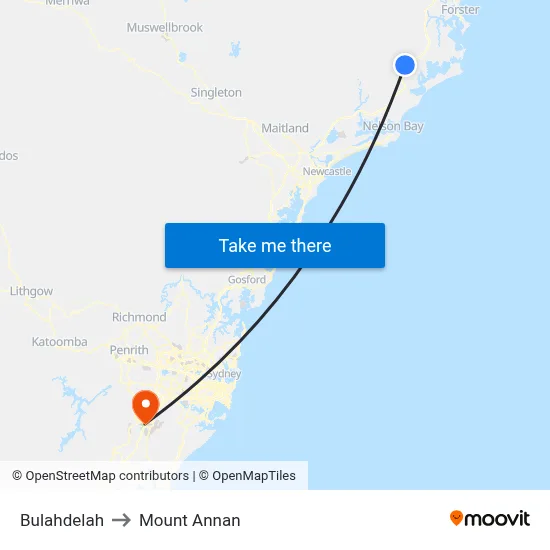 Bulahdelah to Mount Annan map