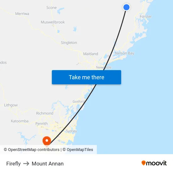 Firefly to Mount Annan map