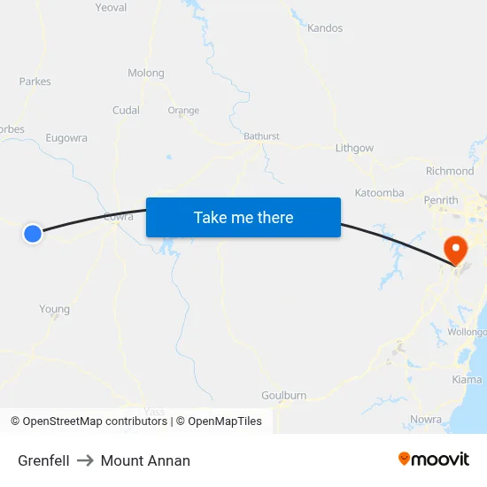 Grenfell to Mount Annan map