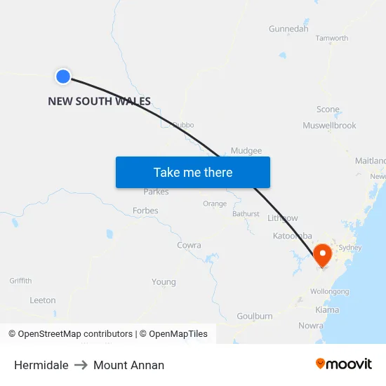 Hermidale to Mount Annan map