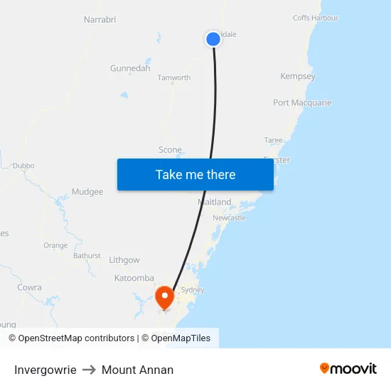 Invergowrie to Mount Annan map