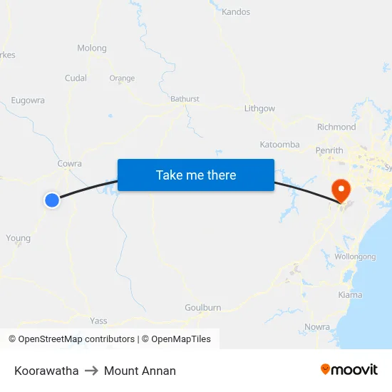 Koorawatha to Mount Annan map