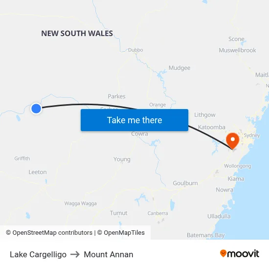 Lake Cargelligo to Mount Annan map