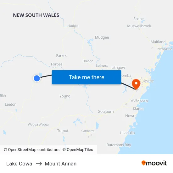 Lake Cowal to Mount Annan map