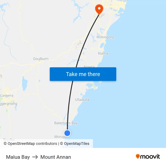 Malua Bay to Mount Annan map
