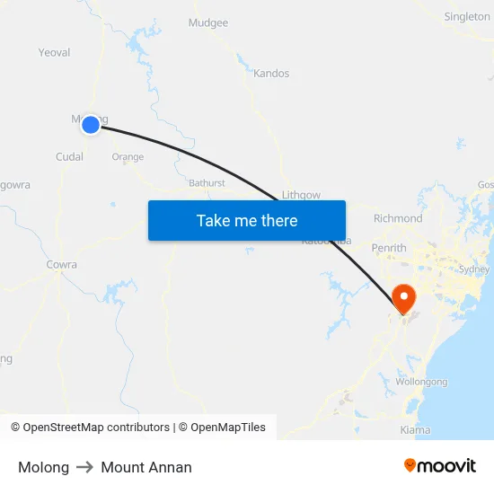 Molong to Mount Annan map