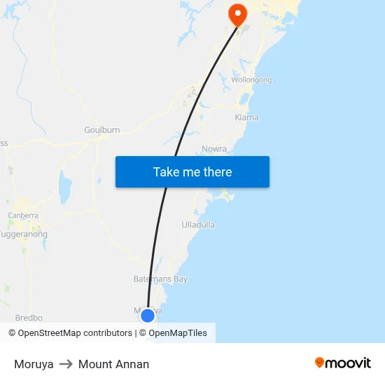Moruya to Mount Annan map