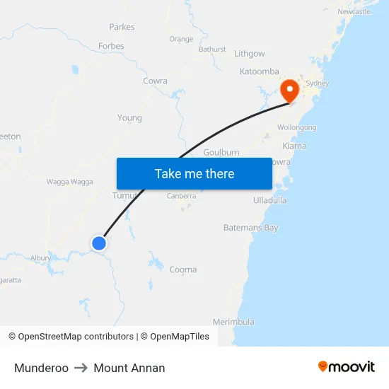 Munderoo to Mount Annan map