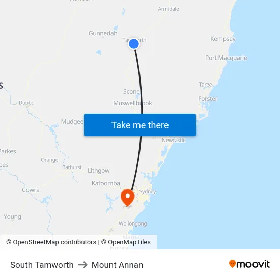 South Tamworth to Mount Annan map