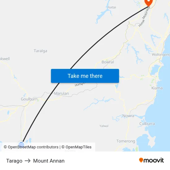 Tarago to Mount Annan map