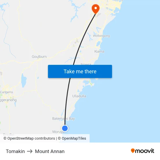 Tomakin to Mount Annan map