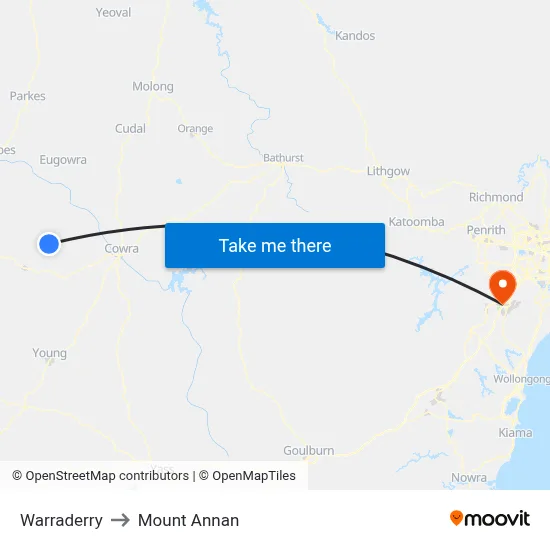 Warraderry to Mount Annan map