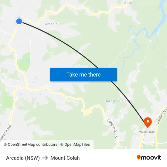 Arcadia (NSW) to Mount Colah map