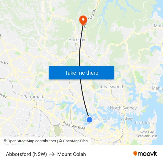 Abbotsford (NSW) to Mount Colah map