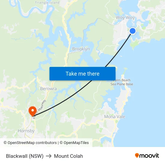 Blackwall (NSW) to Mount Colah map