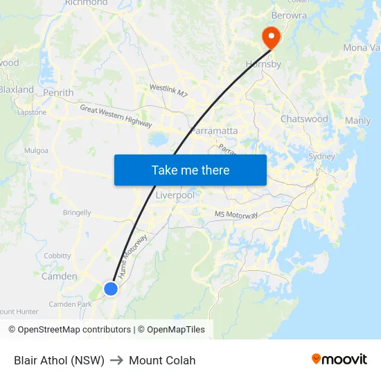 Blair Athol (NSW) to Mount Colah map