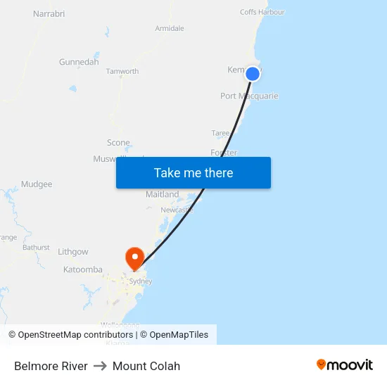 Belmore River to Mount Colah map