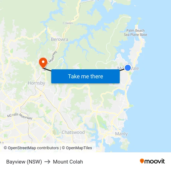 Bayview (NSW) to Mount Colah map