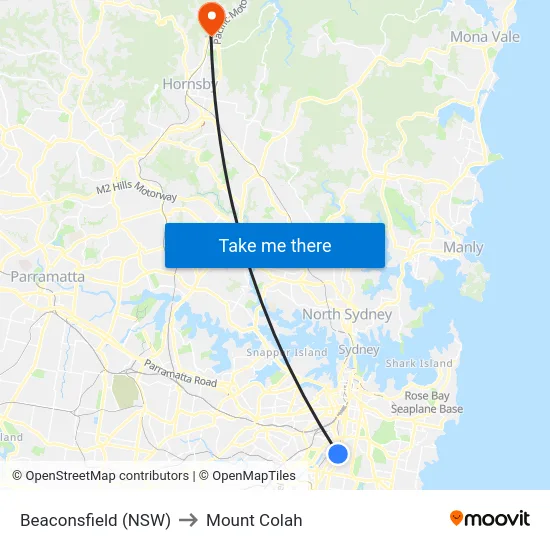 Beaconsfield (NSW) to Mount Colah map