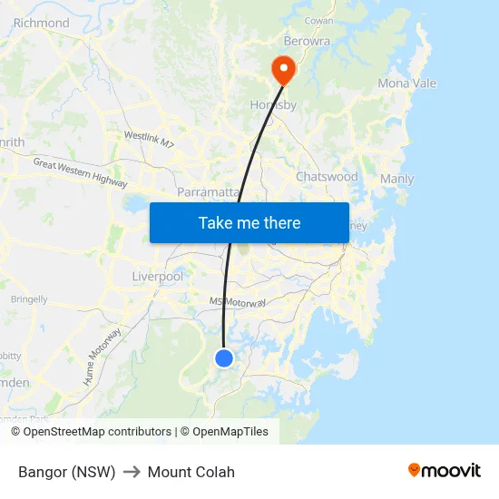 Bangor (NSW) to Mount Colah map