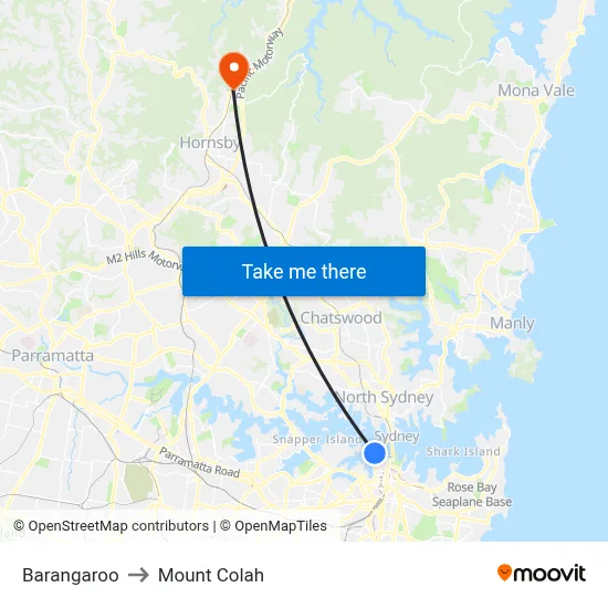 Barangaroo to Mount Colah map