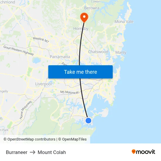 Burraneer to Mount Colah map