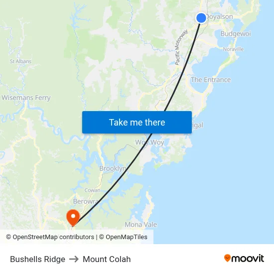 Bushells Ridge to Mount Colah map