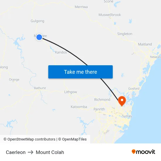 Caerleon to Mount Colah map