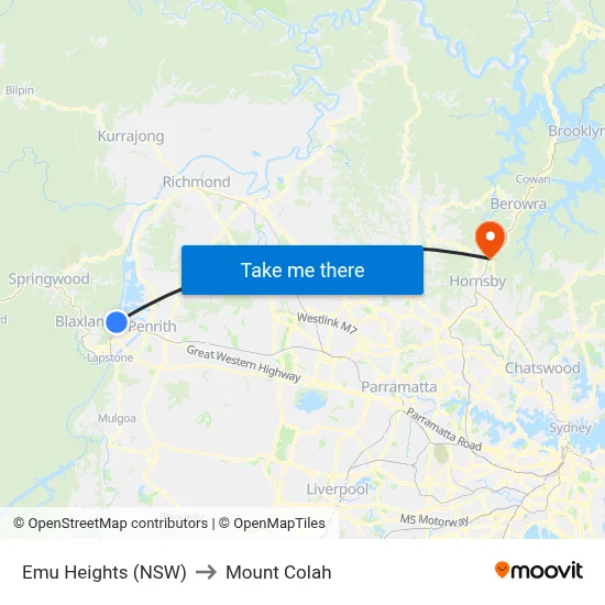 Emu Heights (NSW) to Mount Colah map