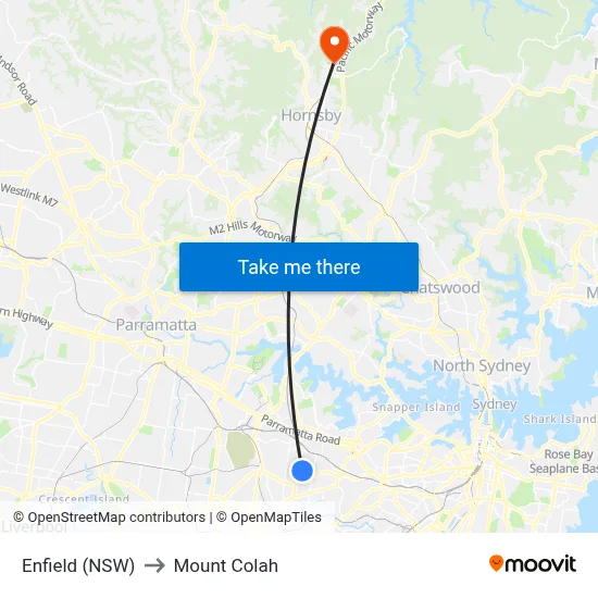 Enfield (NSW) to Mount Colah map