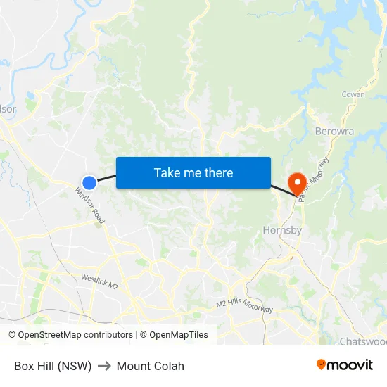 Box Hill (NSW) to Mount Colah map