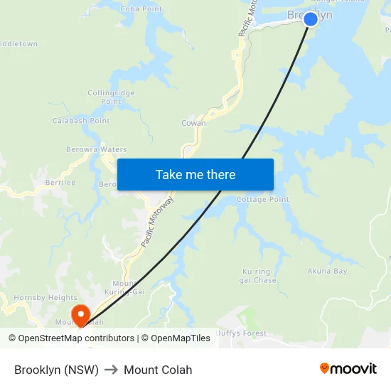 Brooklyn (NSW) to Mount Colah map