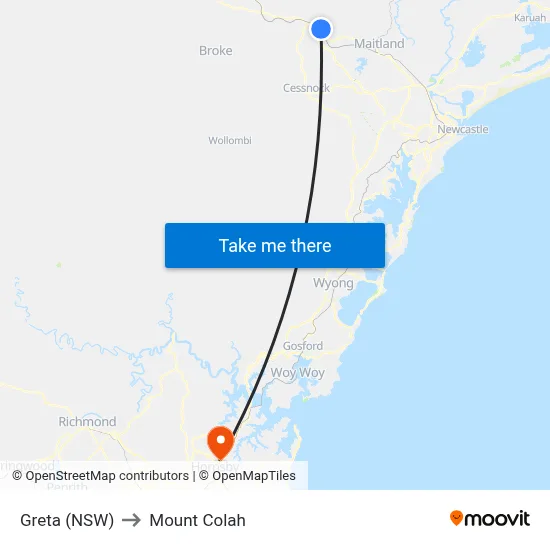Greta (NSW) to Mount Colah map